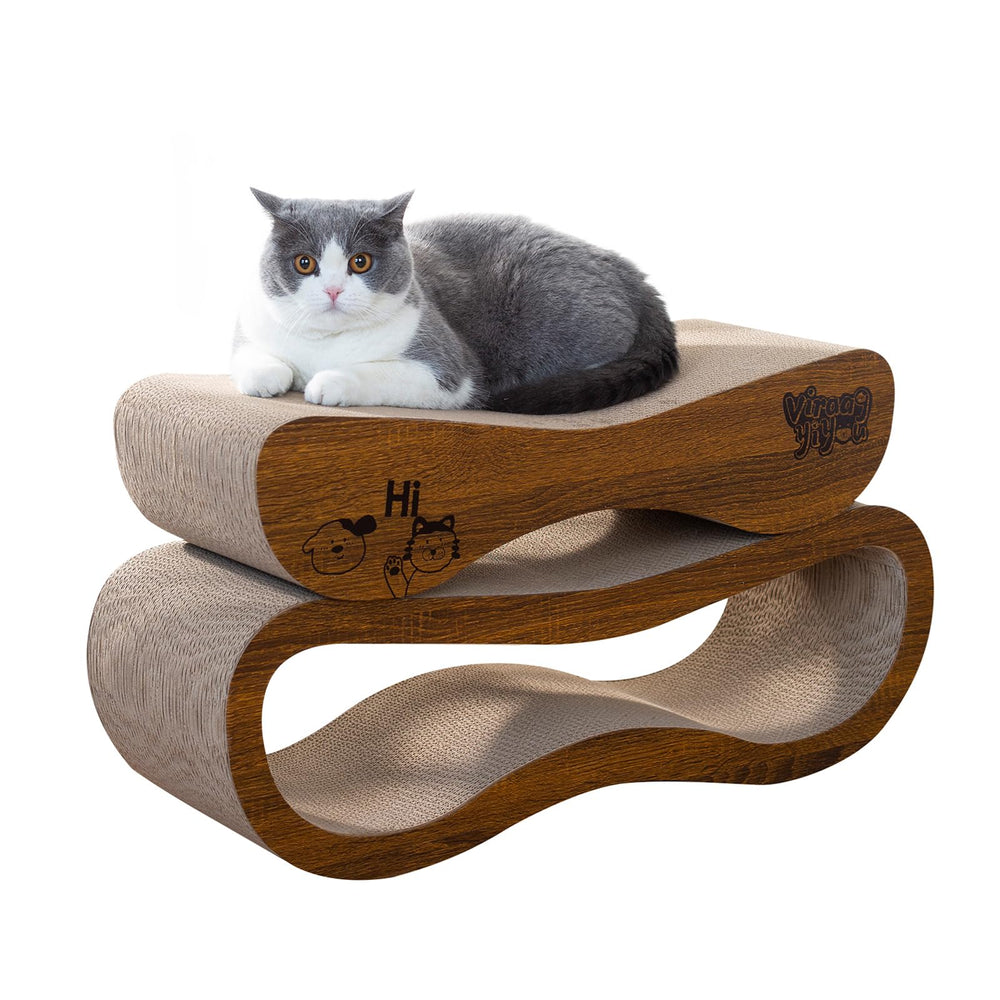 VIRAAGYIYOU cat-scratcher-2in1-horizontal-pad: durable cardboard for long-lasting scratching sessions.