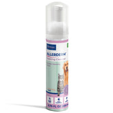 Virbac Allerderm Foaming Cleanser bottle closeup offers no-rinse convenience for on-the-go grooming.
