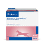 Virbac Allerderm Omega packets side view showing easy daily dose for skin and coat support