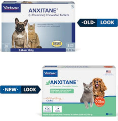 Virbac Anxitane tablets chew for dogs and cats aids relaxation.