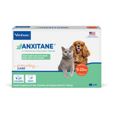 Virbac Anxitane tablets packaging showcases a convenient daily calming option.