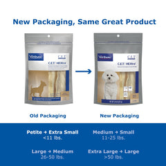 Virbac CET HEXtra chews with chlorhexidine coating for reducing plaque during chewing.