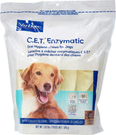 Virbac C.E.T. enzymatic chews for large dogs packaging promotes plaque control.