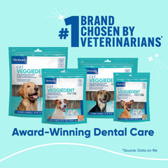Virbac Veggiedent FR3SH large dog chew action illustrating daily breath freshness and tartar reduction