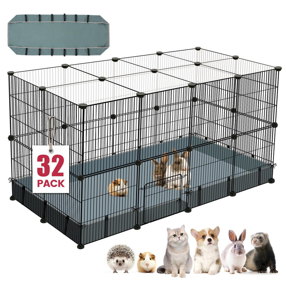 VISCOO 32-panels playpen side view shows durable coated steel for safe housing