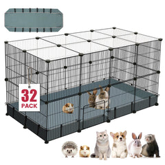 VISCOO 32-panels playpen side view shows durable coated steel for safe housing