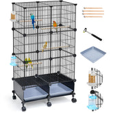 VISCOO 46-Inch Bird Cage front view highlights durable metal construction for a spacious, bird-friendly habitat.