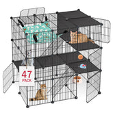 VISCOO cat cage 3-tier catio assembly for versatile layout and kittens' playtime