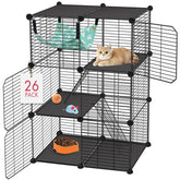 Viscoo cat cage assembly close-up shows sturdy rust-resistant steel wires for long-term use.
