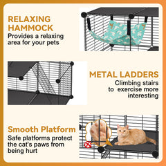 Viscoo cat cage exterior view highlights spacious interior for 1-2 cats.
