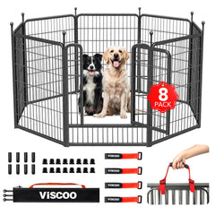 Viscoo dog playpen outdoor eight panels 40h provides safe space for dogs during camping.