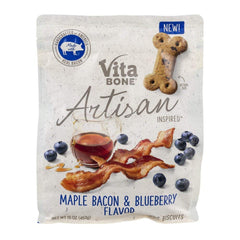 Vita Bone Artisan biscuits BBQ Chicken & Sweet Potato pack showcases savory flavor for happy dogs.