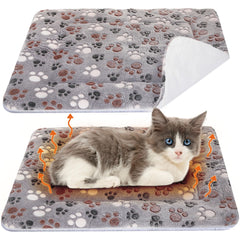 VitalCozy self-warming cat mat on crate keeps pets warm without electricity.