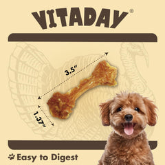 VITADAY turkey tendons for dogs close-up showing texture and chew appeal.