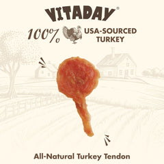 VITADAY turkey tendons hand-braided texture demonstrates long-lasting chews for bored dogs.
