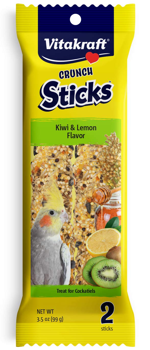Vitakraft Crunch Sticks Kiwi Lemon packaging for cockatiels supports enrichment