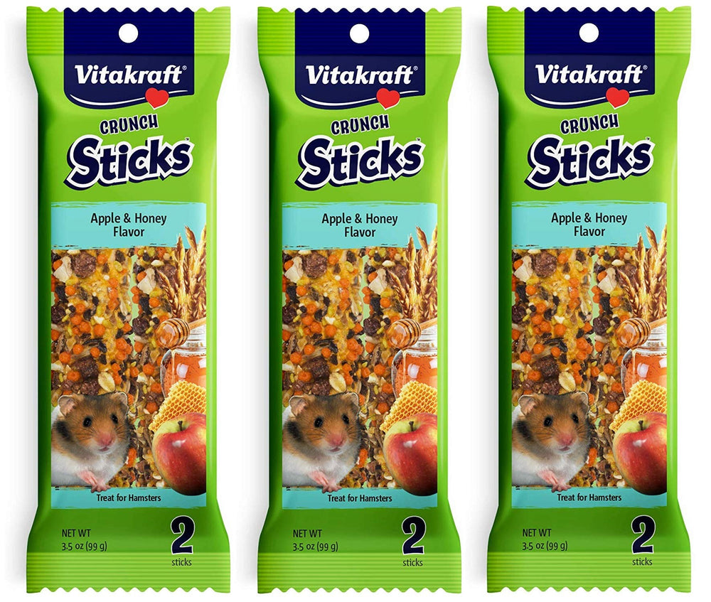 Vitakraft hamster crunch sticks apple honey pack open showing crunchy texture for chewing fun