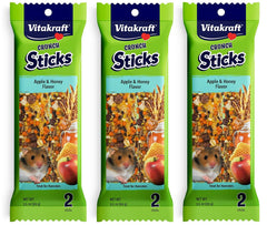 Vitakraft hamster crunch sticks apple honey pack open showing crunchy texture for chewing fun