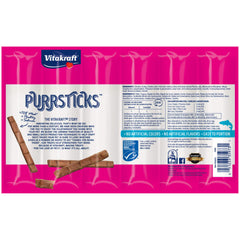 Vitakraft PurrSticks chicken-salmon-slices closeup showing real meat flavor