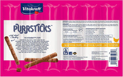 Vitakraft PurrSticks chicken treat stick emphasizes lean 70% meat for portion-controlled rewards.