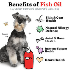 Vital Pet Life Fish Oil label close-up highlighting EPA/DHA and natural ingredients.