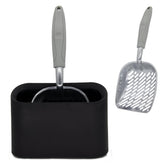 Vitisyao metal cat litter scoop with holder in black for durability.