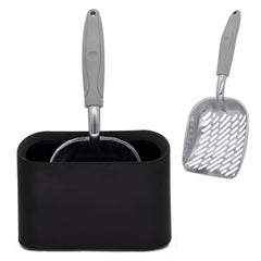 Vitisyao metal cat litter scoop with holder in black for durability.