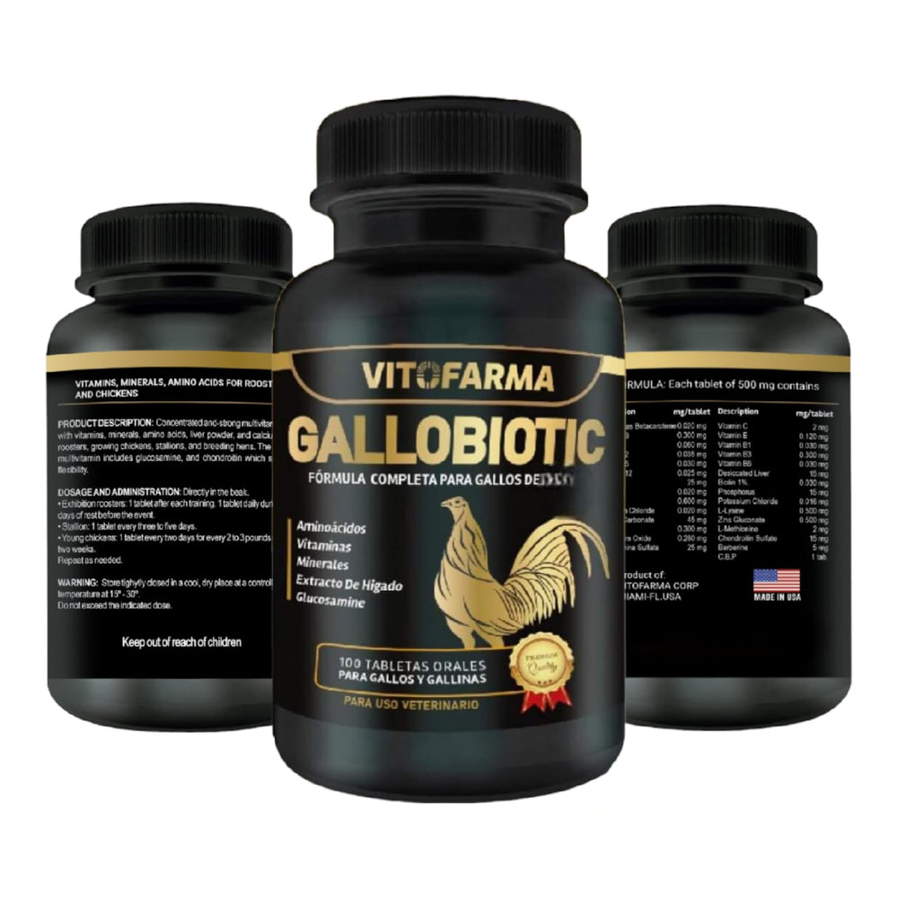VITOFARMA Gallobiotic bottle front signals premium poultry vitality support