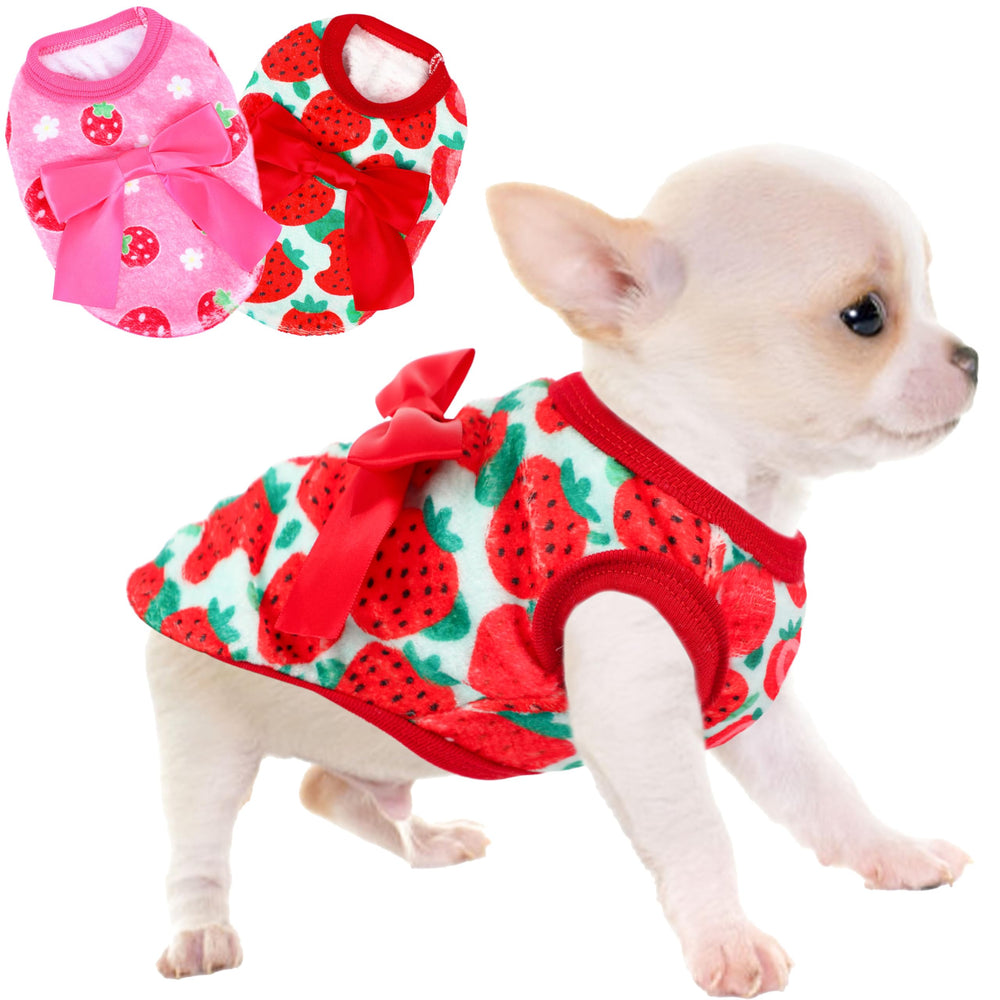 Viunimo strawberry XXS dog sweater front view keeps tiny breeds warm during winter walks
