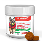 VivaElixir dog lumps-bumps supplement bottle for immune support and daily care.