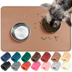 VIVAGLORY dog food mat flexmat-spill-catch keeps floors clean during meals.