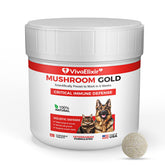 VivaElixir turkey tail dog tablet in bottle for immune support and everyday care.