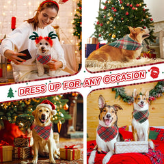 Vivifying 2-pack dog bandanas red and green plaid ready for coordinated holiday outfits.