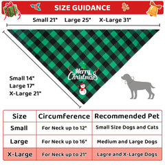 Vivifying Christmas dog bandanas green plaid snowman pattern for playful outings