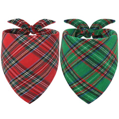 Vivifying dog christmas bandana red plaid on small dog for festive photo prop.