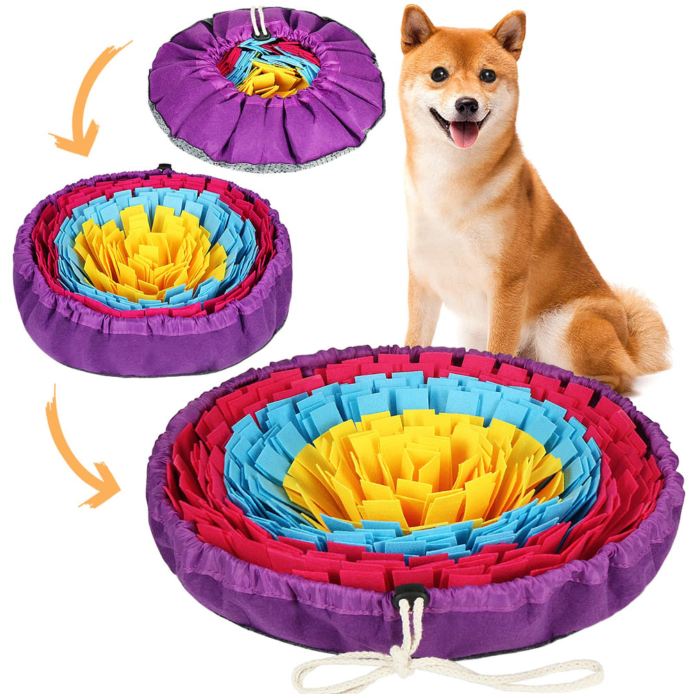 Vivifying Snuffle Mat flower design engages dogs with a colorful foraging challenge.