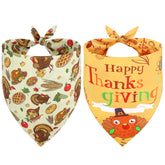 Vivifying Thanksgiving dog bandana turkey pattern adds festive charm to holiday photos.