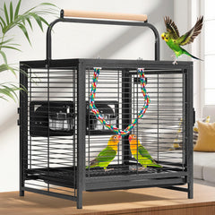 VIVOHOME 19-Inch Wrought Iron Bird Travel Cage front view demonstrates sturdy build for safe transport