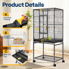 VIVOHOME bird cage secure latch system close-up for bird safety