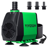 VIVOSUN 800GPH submersible pump front view for compact aquarium setup and fountain use