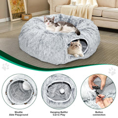 VIVOYAN cat tunnel center mat close-up emphasizing soft resting area