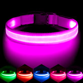 VIZPET LED dog collar purple strap with soft padding for comfy daily walks.