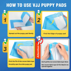 VJJ Puppy Pads XL waterproof-film detail prevents leakage.