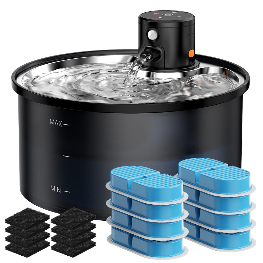 VKIMISS wireless cat fountain front view for easy hydration.