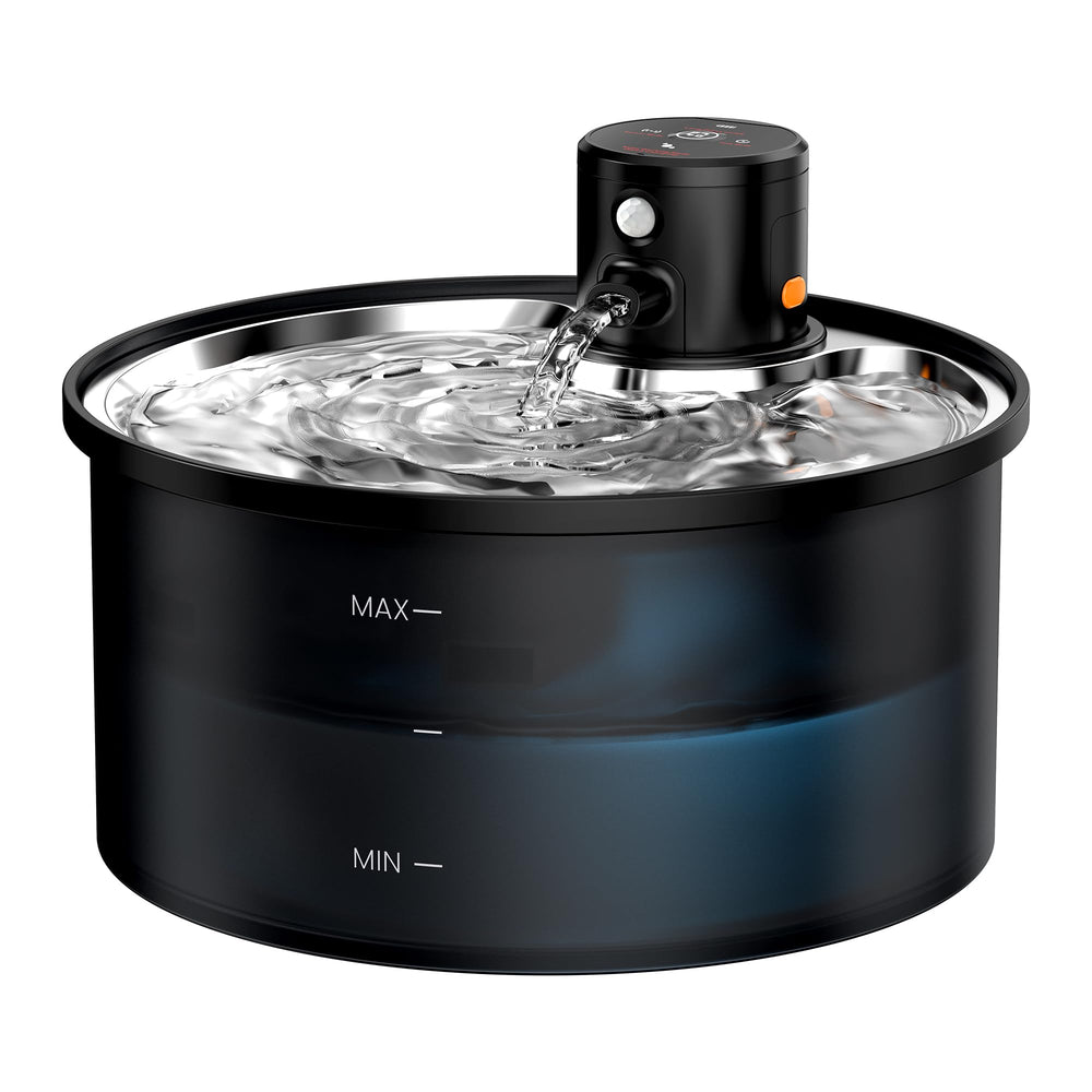 VKIMISS wireless cat water fountain front view shows cordless setup for flexible placement and hydration.