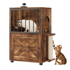 VKTO cat feeding station with door latch keeps dogs away from meals.
