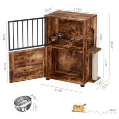 VKTO cat feeding station scratching post encourages stretching and claw care.