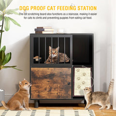 VKTO dog-proof cat feeding station with dual bowls keeps meals organized and hygienic