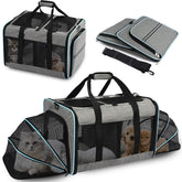 VKYSTAR portable 2-in-1 pet carrier with dual compartments for one or two pets.