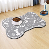 Voanos dog-cat food mat bone-pattern grey protects floors from spills